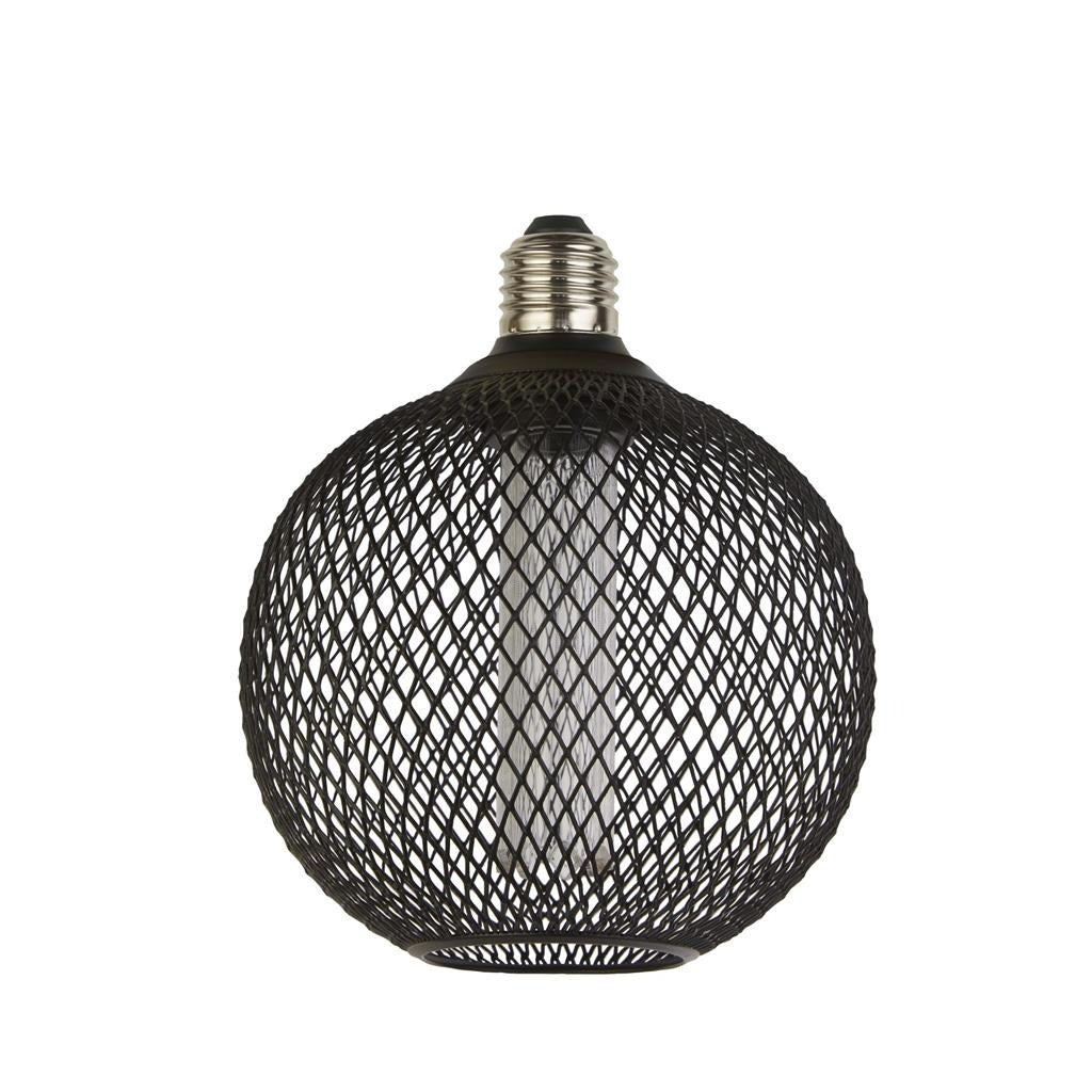Our decorative black mesh E27 LED globe bulb provides a unique aesthetic, blending seamlessly into many decors. Made from black wire mesh in a cross hatch pattern giving this bulb a real industrial feel. This energy-saving bulb is perfect for exposed lighting designs fits any standard E27 lamp holder.