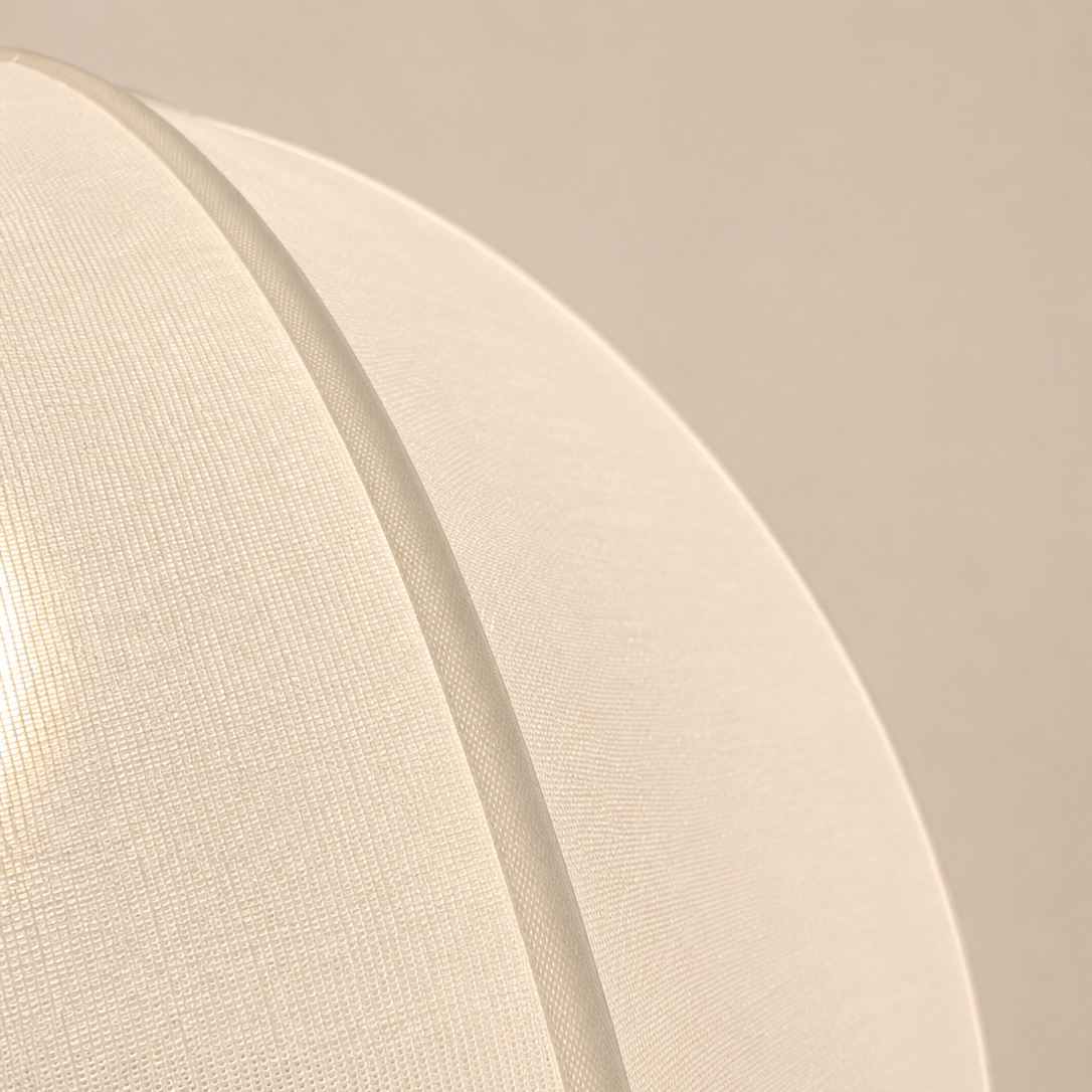 Close-up of a textured beige sphere with a soft focus background