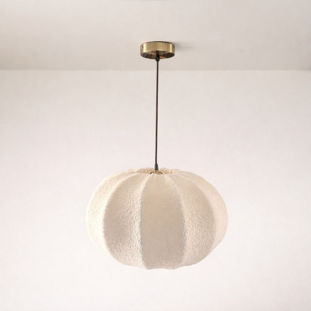 CGC Zita Large Oval Cream Fluffy 'Teddy Bear' Fabric Lampshade