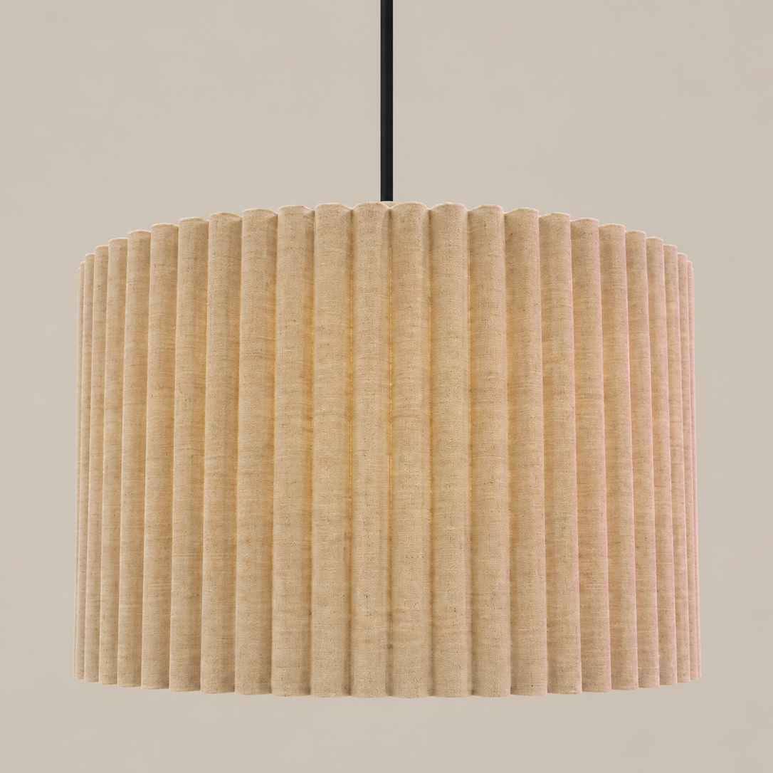 CGC Allegra Oatmeal Linen Fine Scallop Extra Large Drum Lampshade