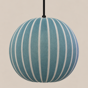 CGC Fleur Large 45cm Blue & White Striped Round Globe Lantern Lampshade