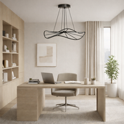 CGC PARAPLU 1 Wave 60cm Matt Black LED Ceiling Pendant Light Chandelier