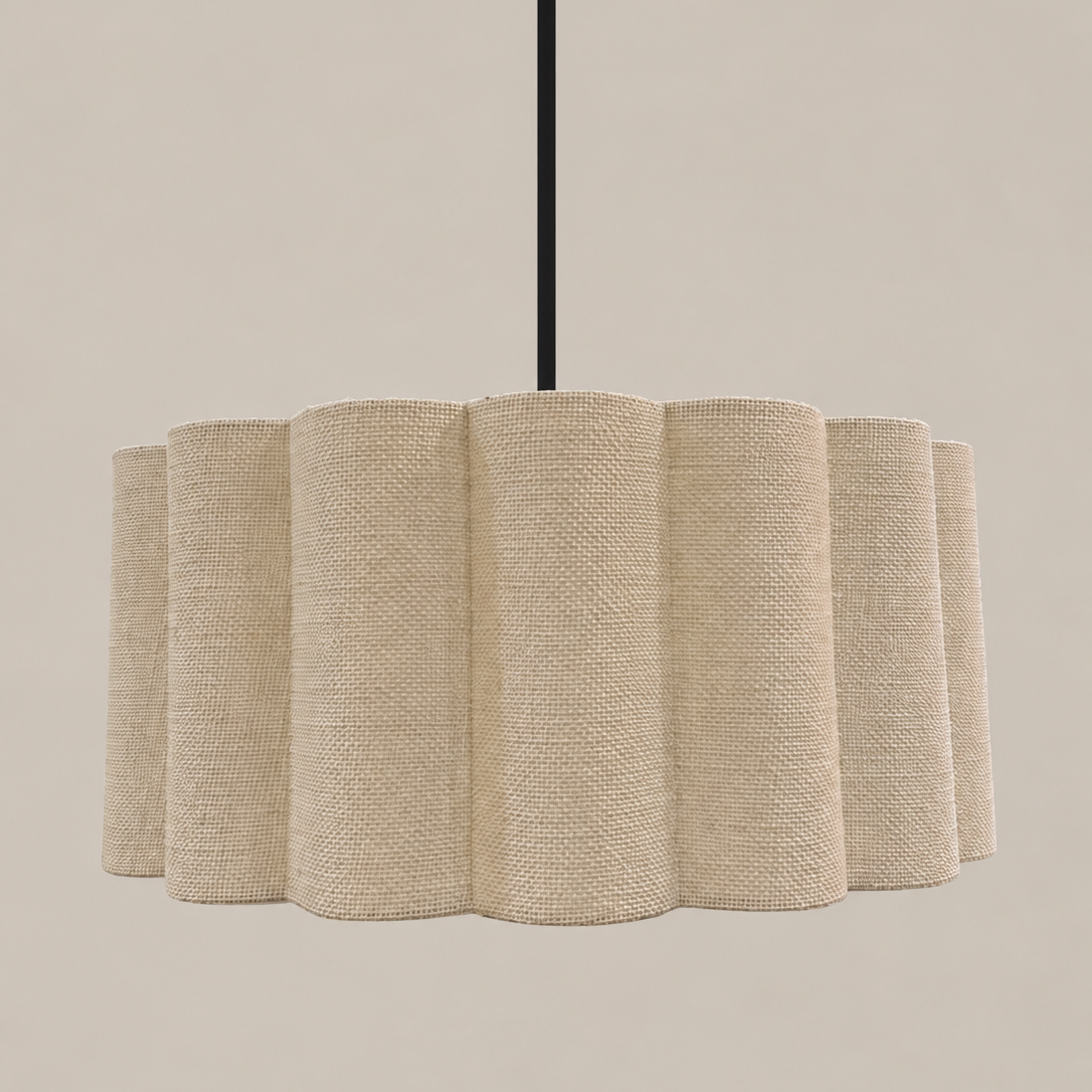 CGC Maria Scalloped Cream Linen Drum Lampshade Large 48cm