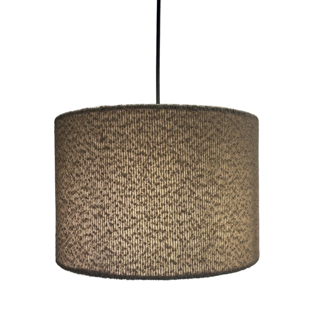 Textured grey lampshade on a white background