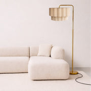 CGC Kyra Brushed Gold Angled Floor Lamp with Two Layer Large Scalloped Lampshade