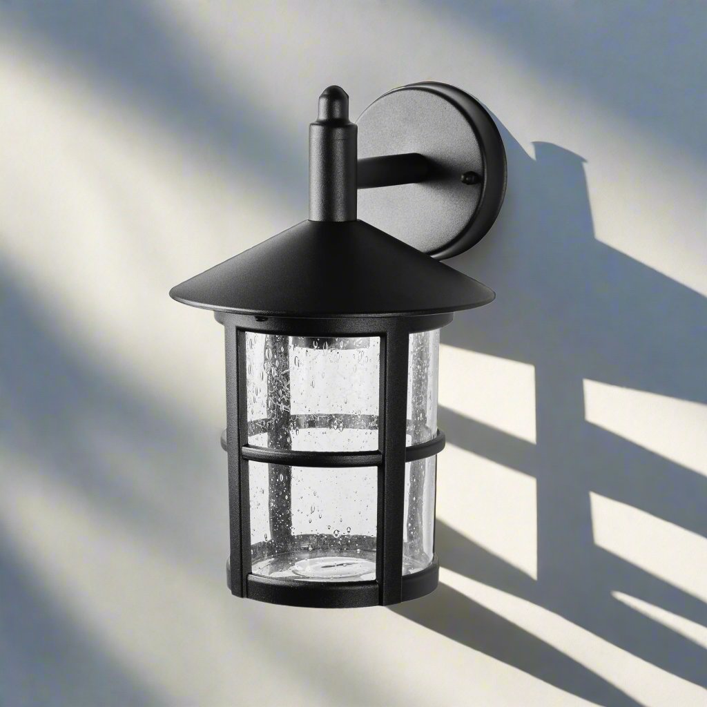 CGC OLIVIA Large Black Traditional Outdoor Wall Lantern Clear Glass Diffuser