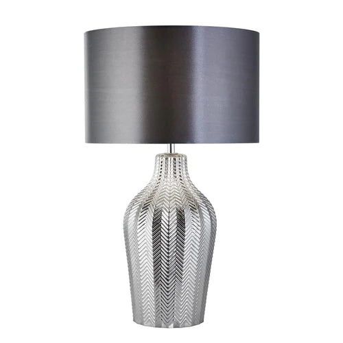 CGC CHEVRON Table Lamp - Smoked Ribbed Glass with Grey Shade