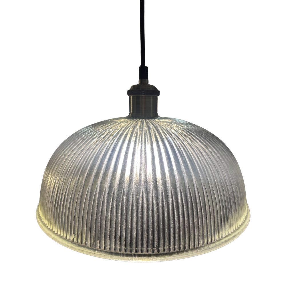 CGC TESS Clear Glass Ribbed Dome Lampshade
