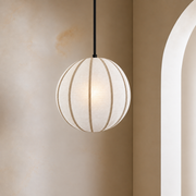CGC Anica White Round Globe Stretched Fine Cotton Fabric Lampshade