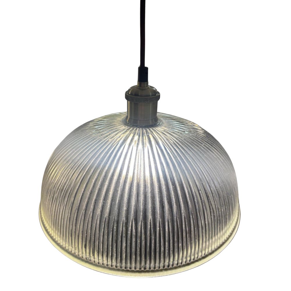 CGC TESS Clear Glass Ribbed Dome Lampshade