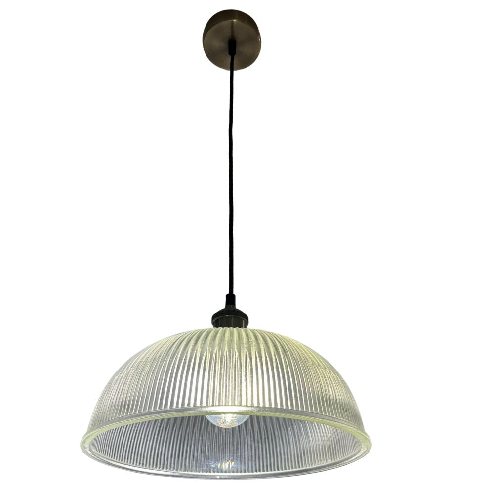 CGC TESS Clear Glass Ribbed Dome Lampshade
