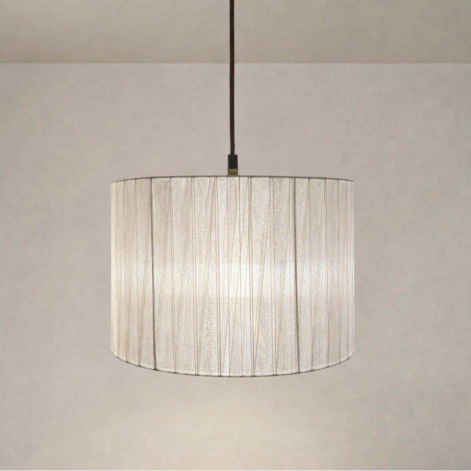 CGC Sylvie Silk Pleated Grey Round Drum Lamp Shade