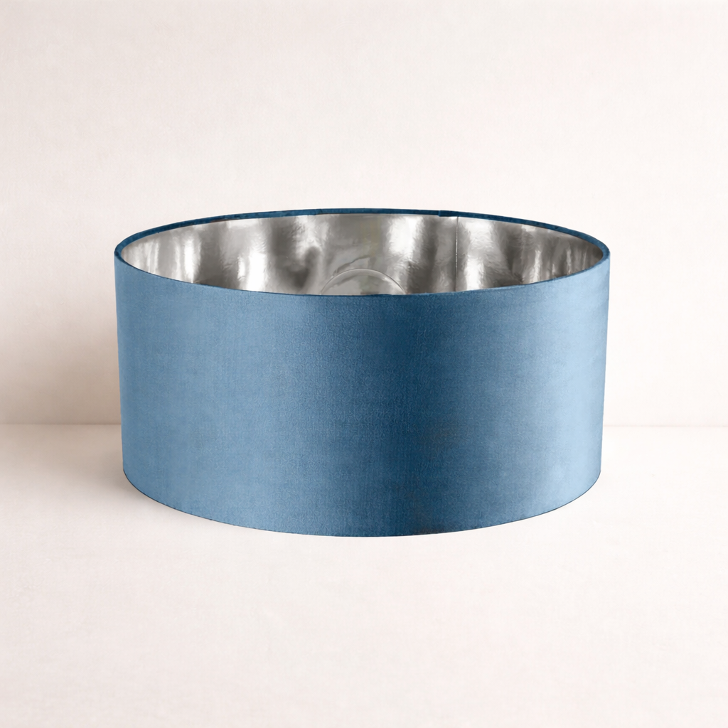 CGC MILANO Teal & Silver Large Oversized Velvet Fabric Lamp Shade