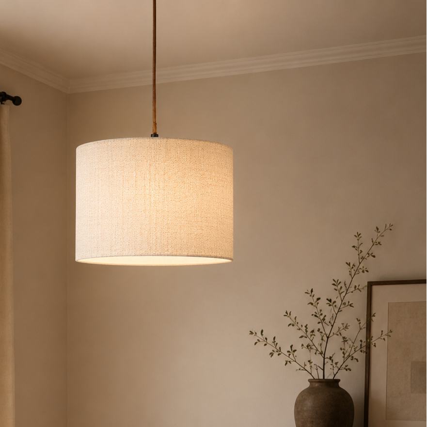CGC Messina White Luxury Detailed Cotton 30cm Drum Lampshade