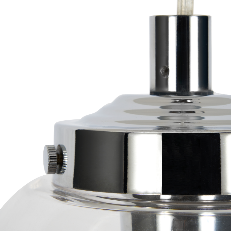 CGC AMELIA Clear Glass Lampshade E27 Pendant Cord with Chrome Base IP44 Suitable For Bathrooms