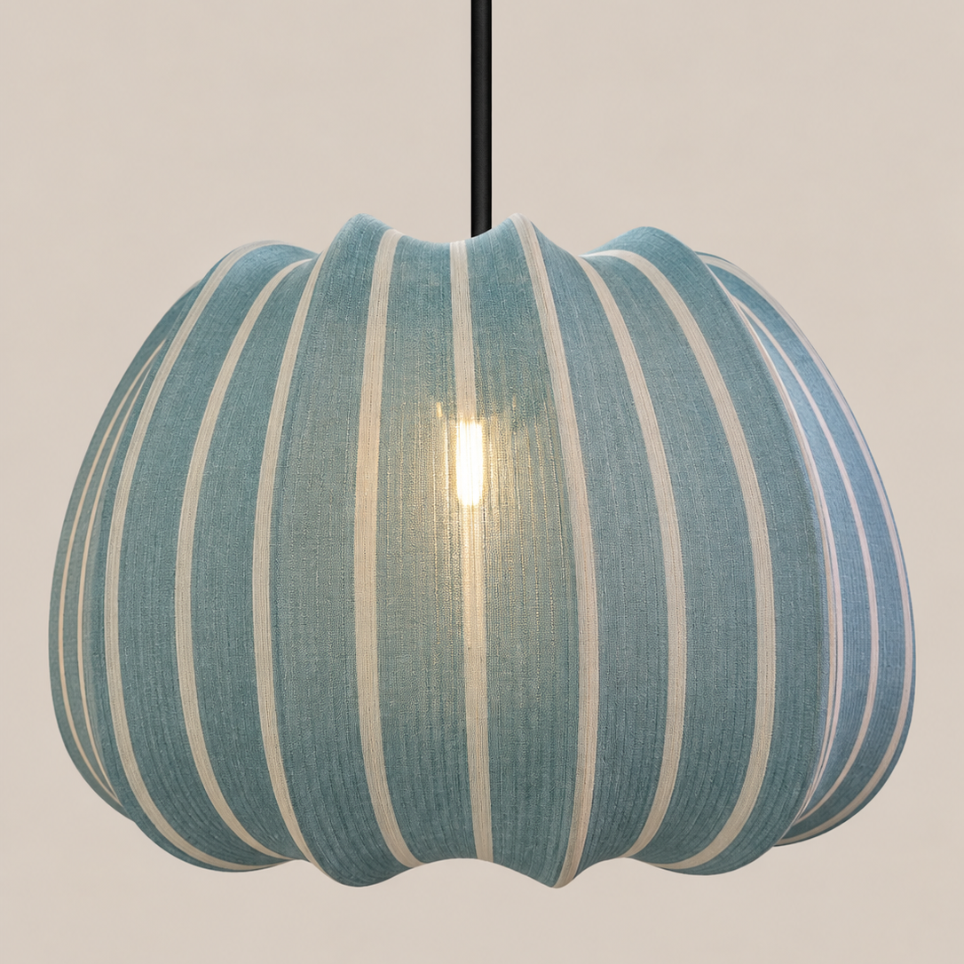 CGC Fleur Large 50cm Blue & White Striped Bell Lantern Lampshade