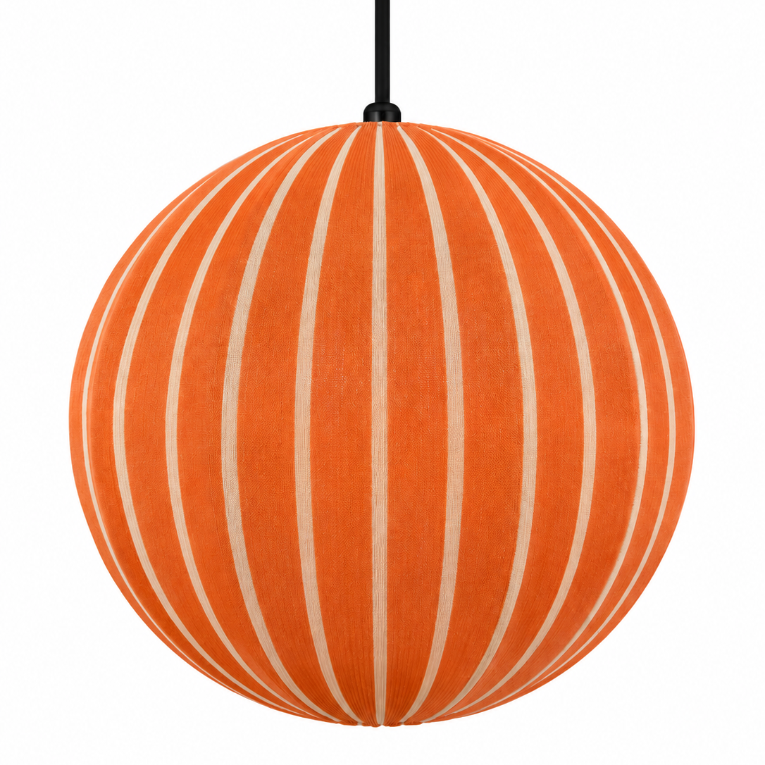 CGC Fleur Large 45cm Red & White Striped Round Globe Lantern Lampshade
