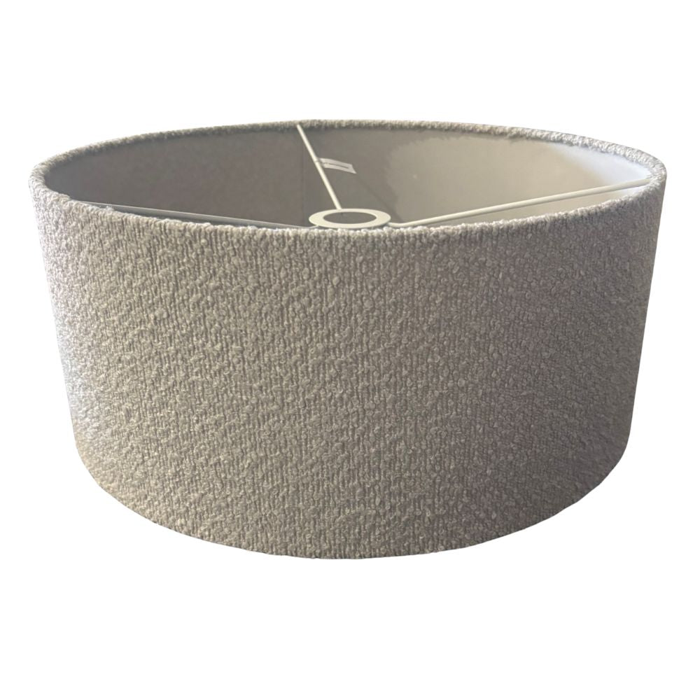 Textured grey lampshade on a white background
