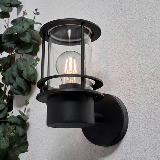 CGC KOFI Black Outdoor Wall Lamp Light with Clear Diffuser