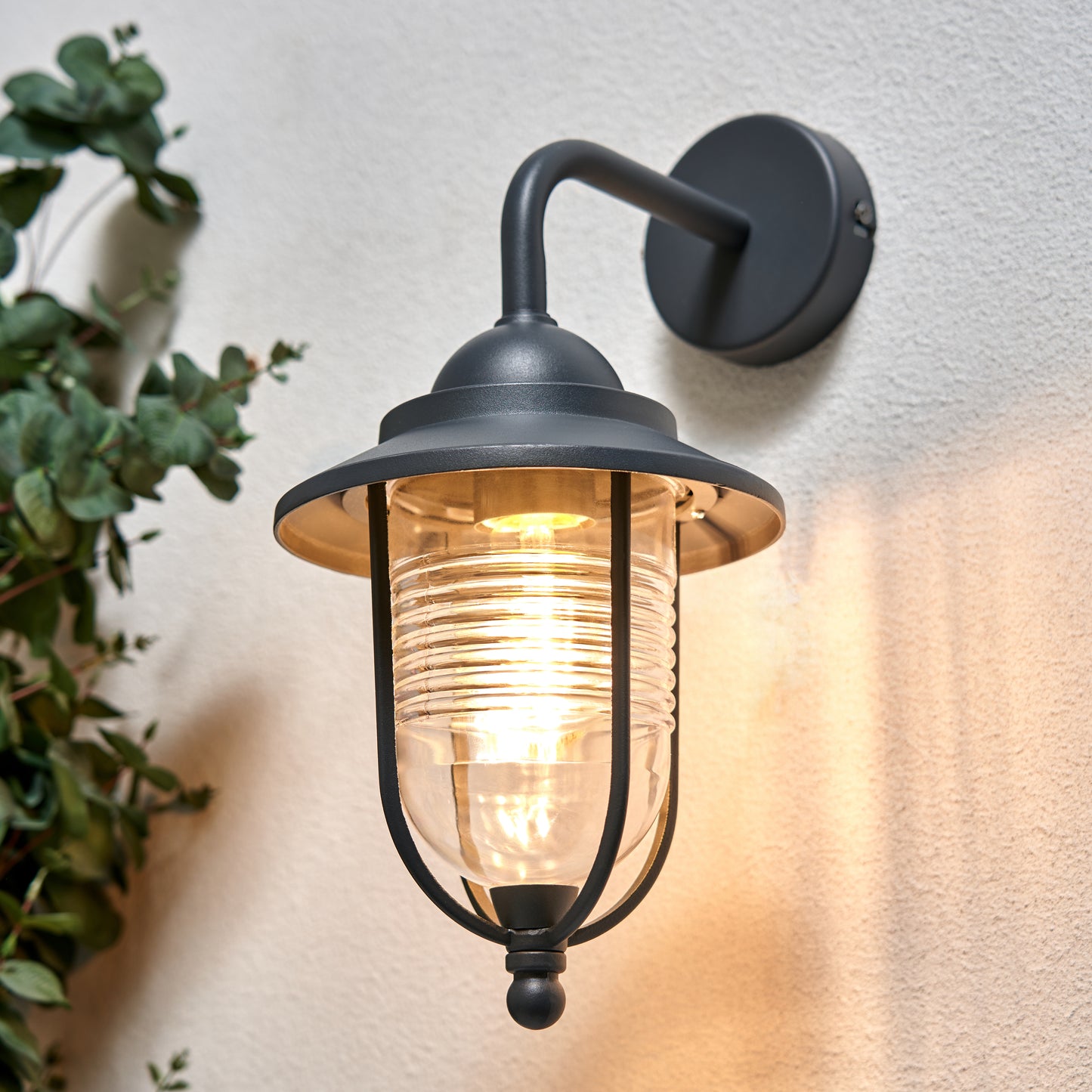 CGC AYANA Antique Charcoal Curved Fishermans Outdoor Wall Light