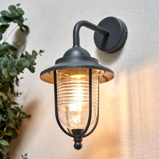 CGC AYANA Antique Charcoal Curved Fishermans Outdoor Wall Light