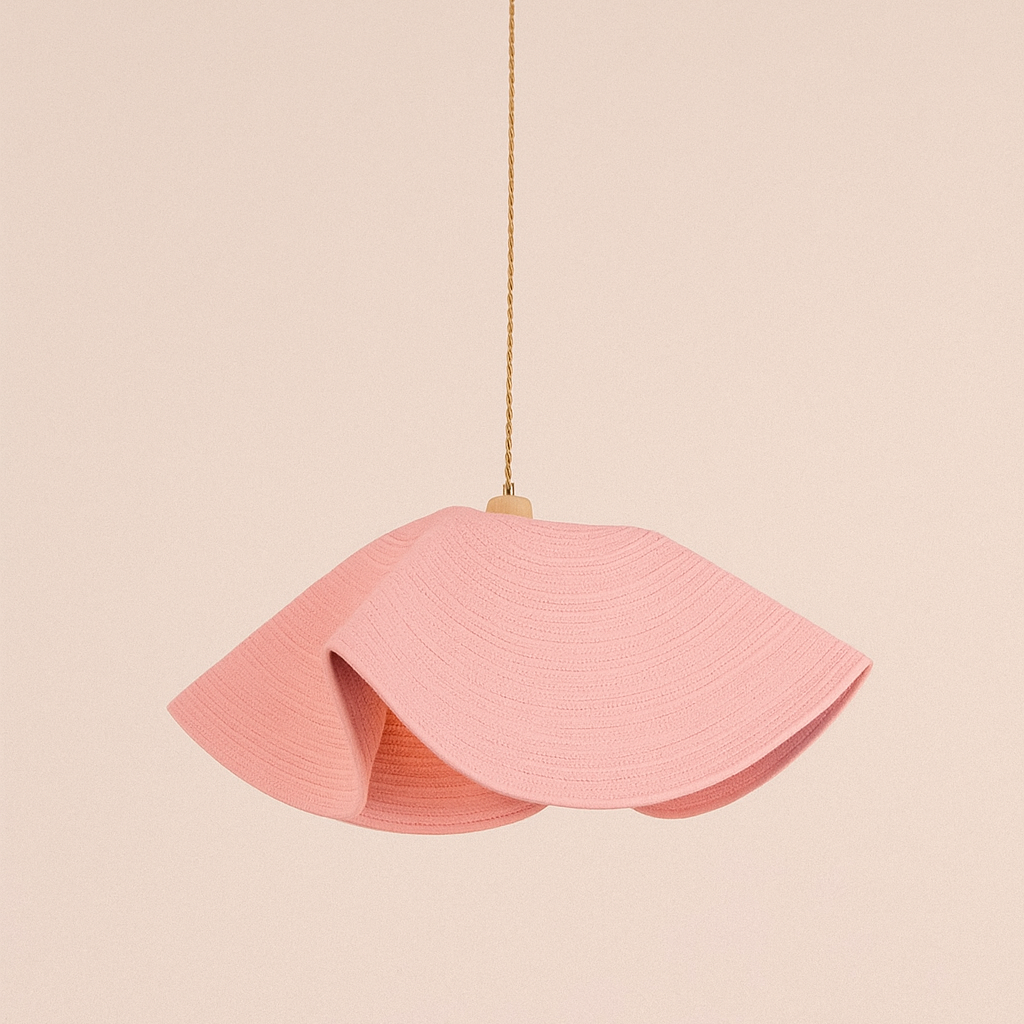 Pink pendant lamp on a beige background