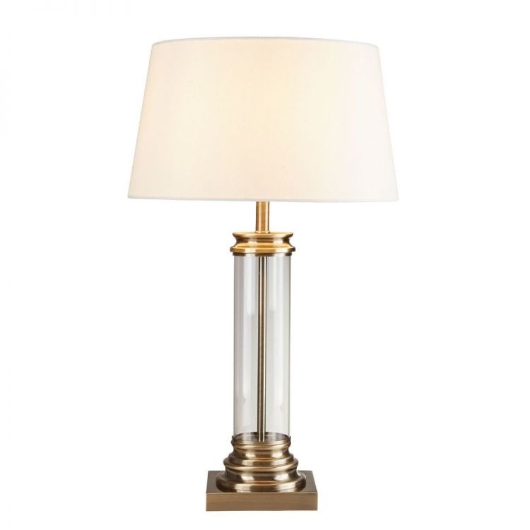 CGC PED Table Lamp - Glass, Antique Brass & Cream Shade