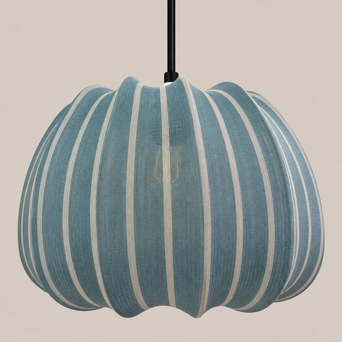 CGC Fleur Large 50cm Blue & White Striped Bell Lantern Lampshade