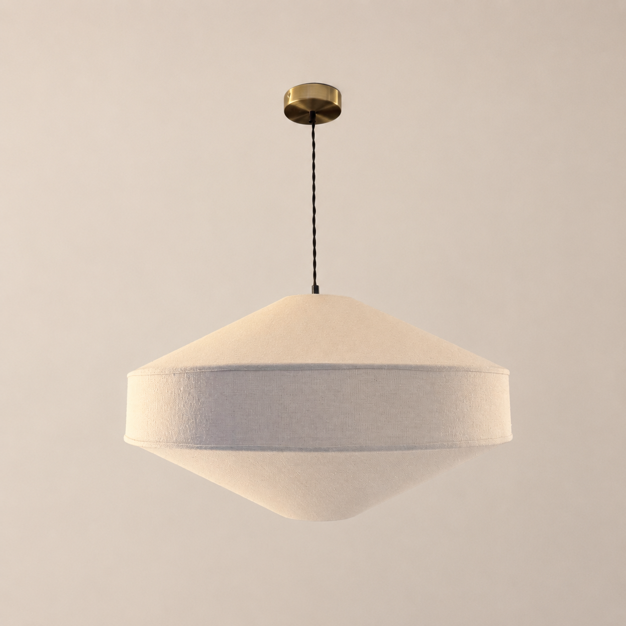 CGC LIBBY Extra Large 60cm Geometric Oatmeal Stretch Linen Fabric Lampshade