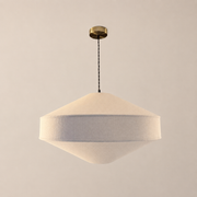 CGC LIBBY Extra Large 60cm Geometric Oatmeal Stretch Linen Fabric Lampshade