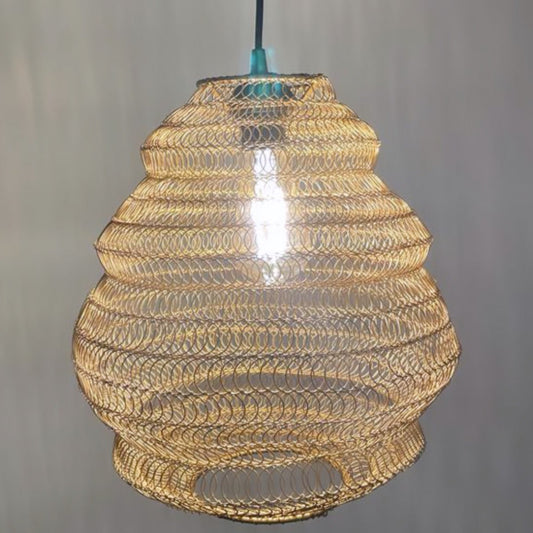 CGC CASABLANCA Medium Matt Gold Mesh Moroccan Metal Ceiling Pendant Light and Lamp Shade