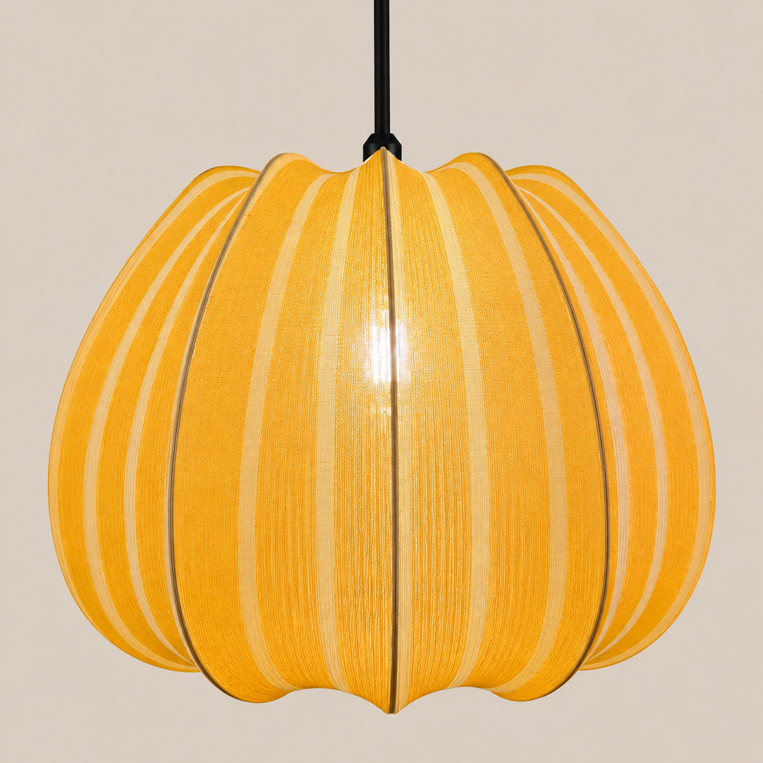 CGC Fleur Large 50cm Ochre & White Striped Bell Lantern Lampshade