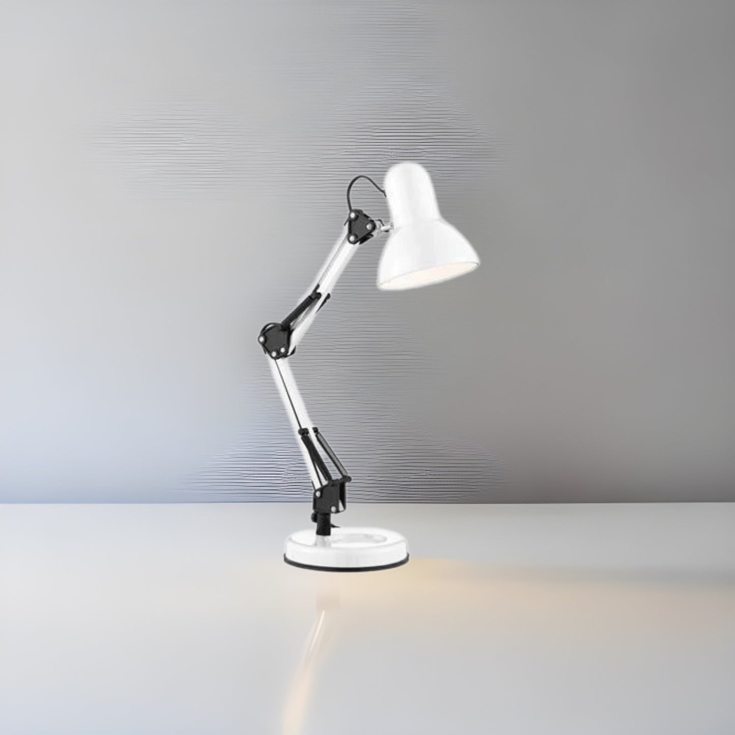 This retro, angled Desk Partners table lamp is styled on an iconic design and powder-coated in a shiny white colour. The hinged base, central column and cylindrical shade are fully adjustable, enabling you to direct the light just where it is needed. Ideal for use in a study room or a children's bedroom, contemporary desk lamps don't get more desirable.
