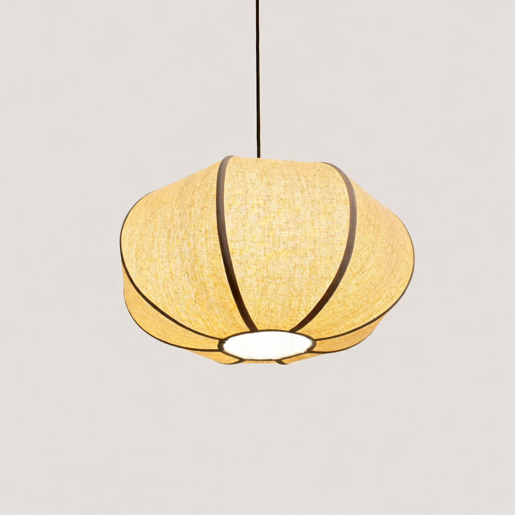Yellow pendant lamp on a plain background