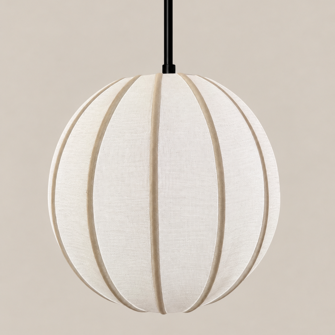 CGC Anica White Round Globe Stretched Fine Cotton Fabric Lampshade