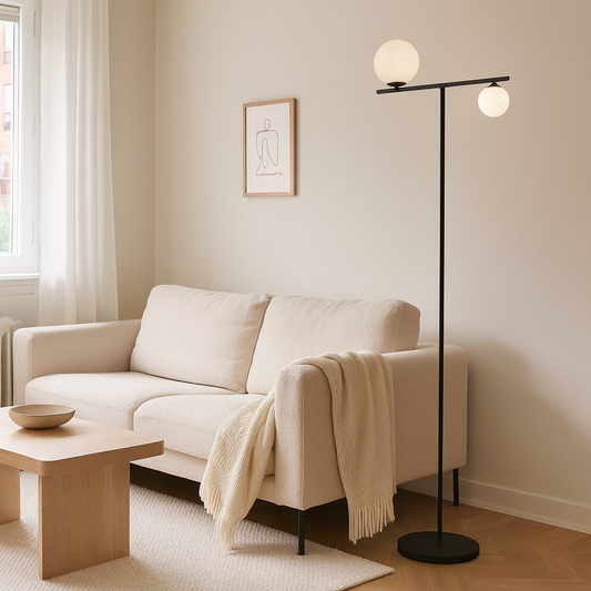 CGC NALA Black and Opal Globe Floor Lamp
