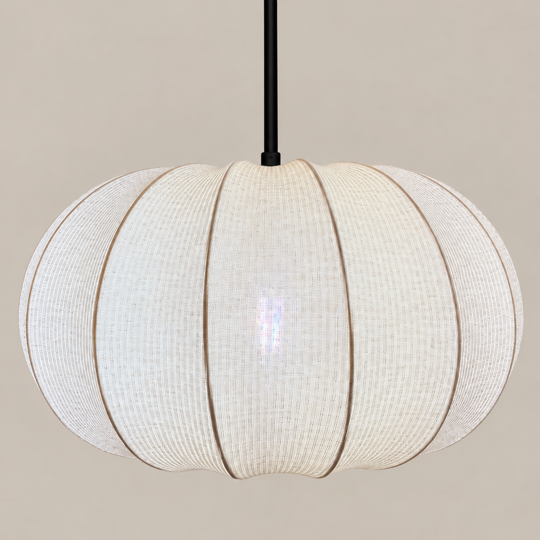 CGC LILA Cream Oval Stretch Ribbed Cotton Fabric Lampshade