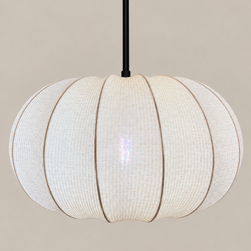 CGC LILA Cream Oval Stretch Ribbed Cotton Fabric Lampshade