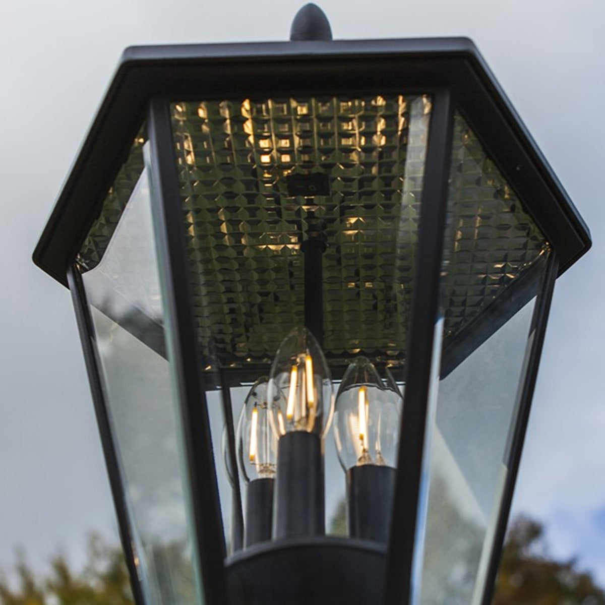 Victorian Black Outdoor Garden Lamp Post - 220cm, 3-Way Lantern, LED, IP44 Rated