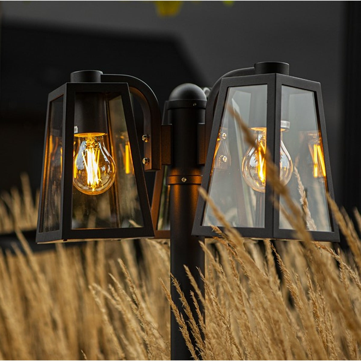 CGC LOUIE Black Modern Outdoor Lantern Tall Three Head Post Light 1.9m