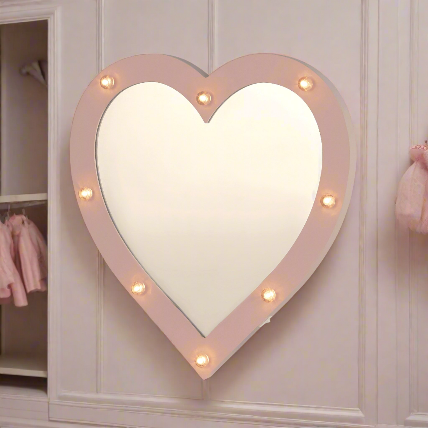 CGC AMORE Pink Hollywood Heart Shape LED Mirror Wall Mount