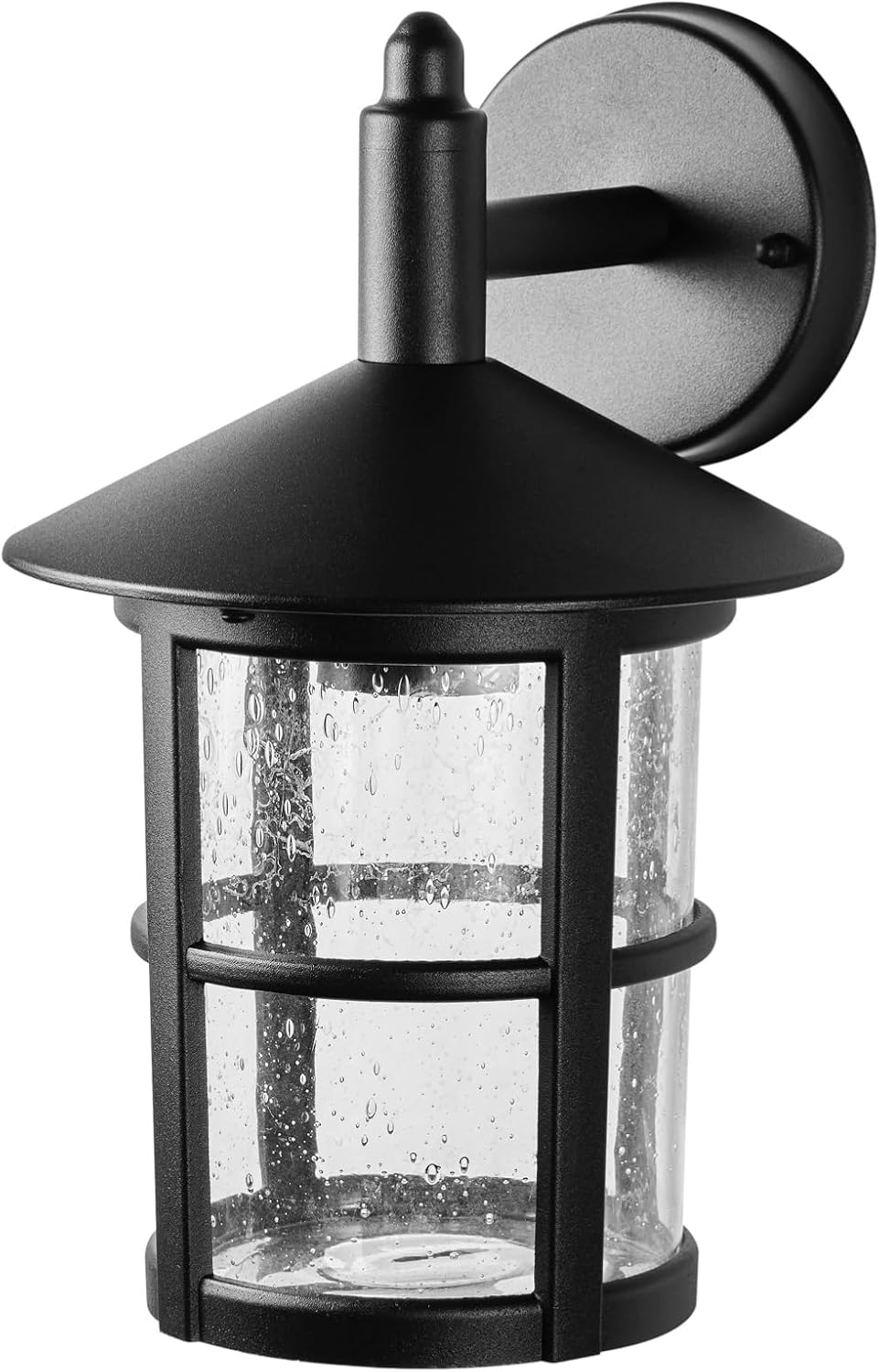 CGC OLIVIA Large Black Traditional Outdoor Wall Lantern Clear Glass Diffuser