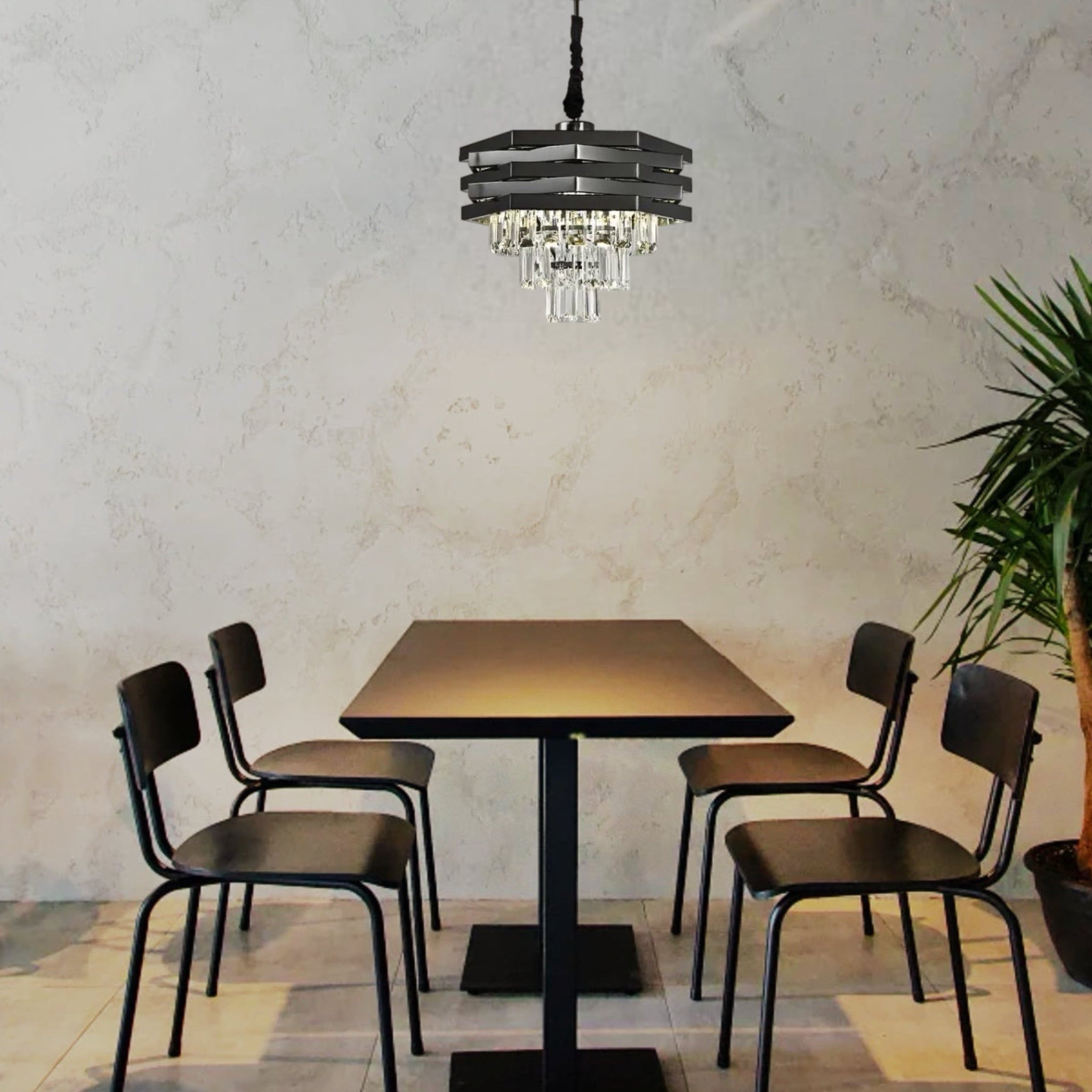 CGC KYLA Grey Smoke and Crystal adjustable ceiling light pendant