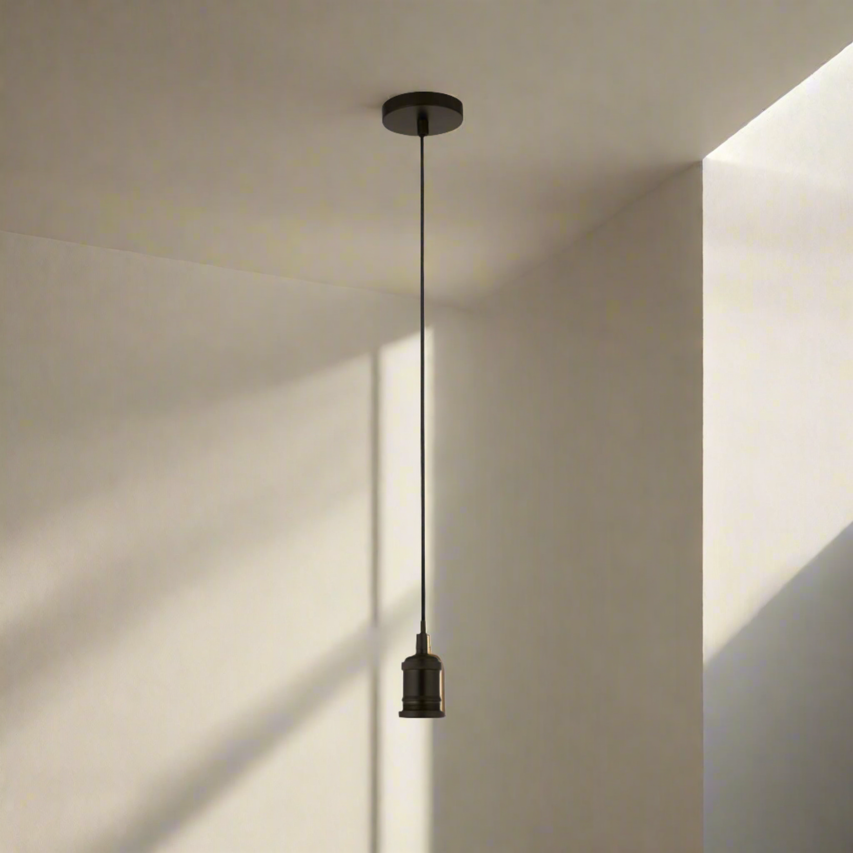 CGC CASSIE Black 1.5m adjustable E27 Ceiling Pendant and Matching ceiling Rose