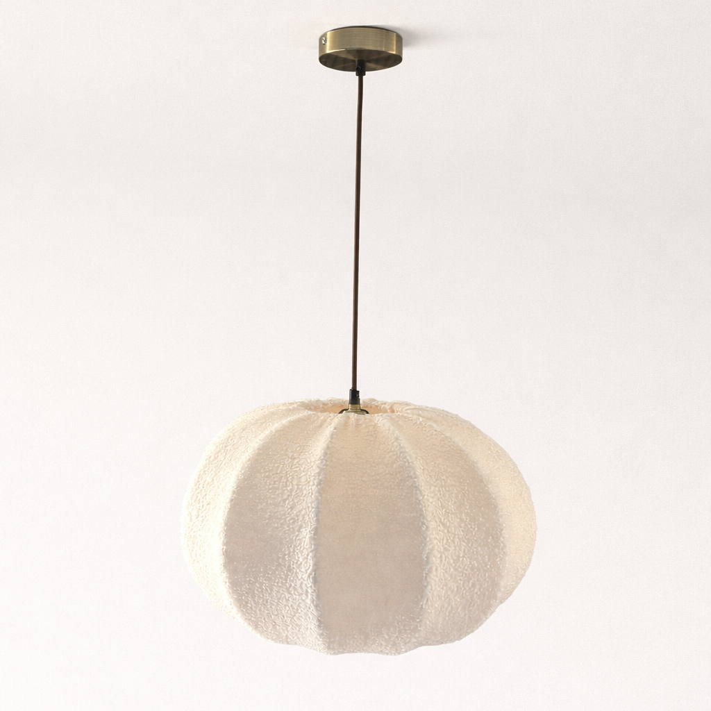 CGC Zita Large Oval Cream Fluffy 'Teddy Bear' Fabric Lampshade