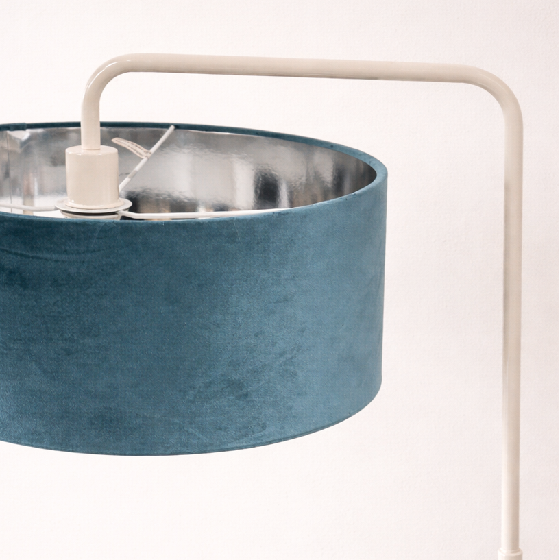 CGC Kyra Cream Angled Floor Lamp with Large 45cm Velvet Lampshade