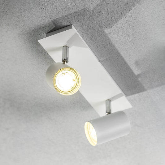 Add an industrial style to your home with the VENETO  spotlight light finished in white. The lamp is also ideal for task lighting due to the adjustable heads providing a focused beam. The simplistic design of this light fitting makes it suitable for all interior styles.