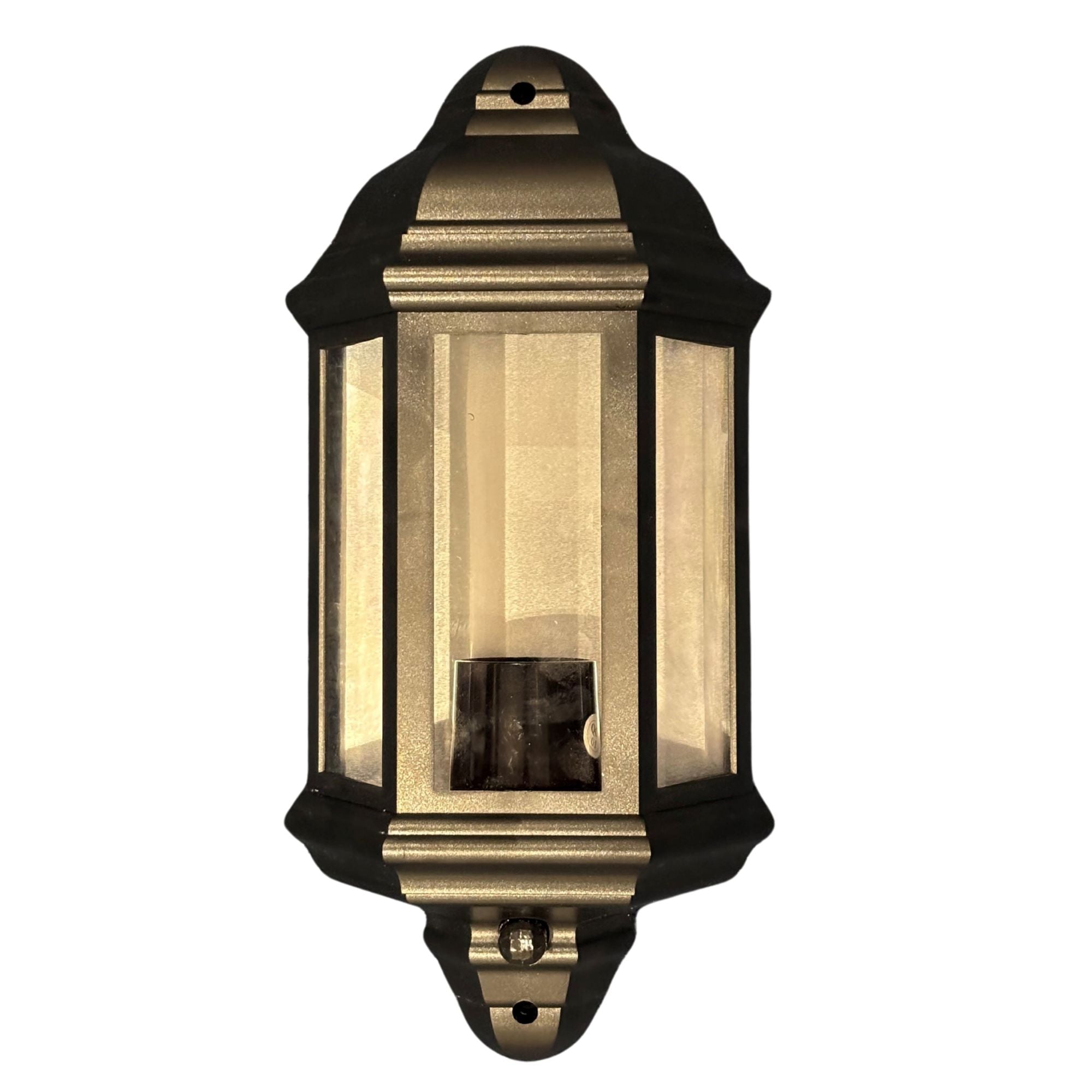 CGC Fred Black Outdoor Half Wall Light Lantern with PIR Motion Sensor