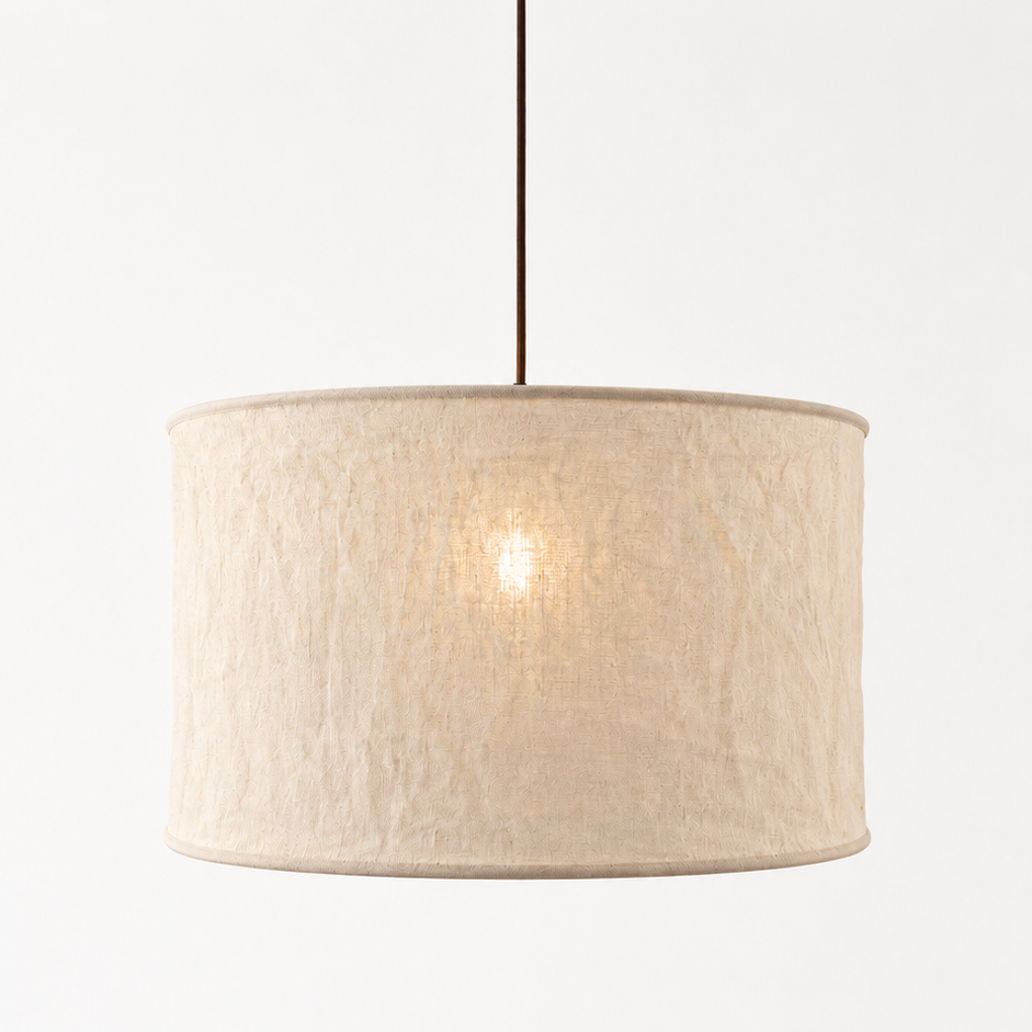 Beige pendant light with a neutral background