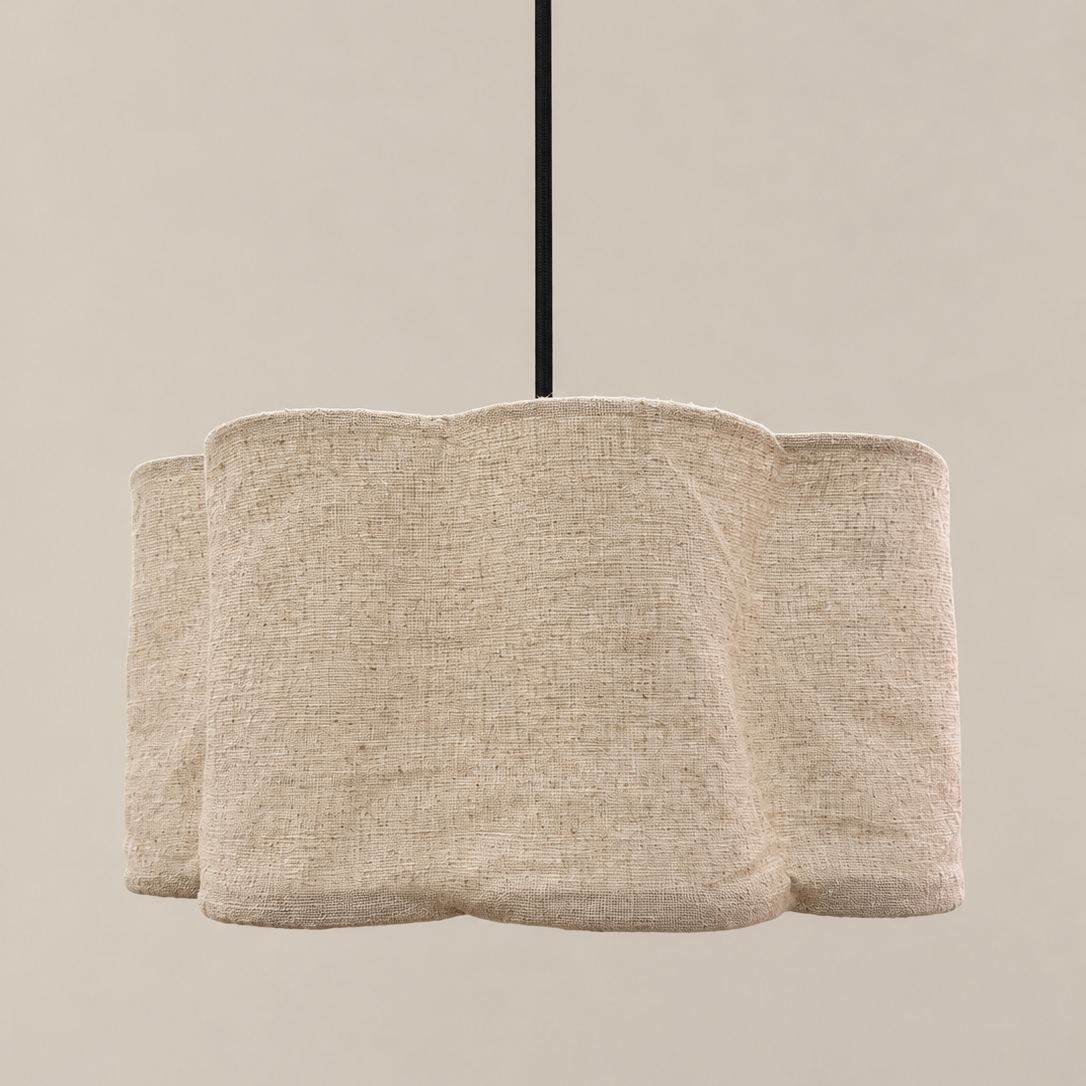 CGC Vittoria Oatmeal Soft Linen Scallop Drum Diffuser Lampshade